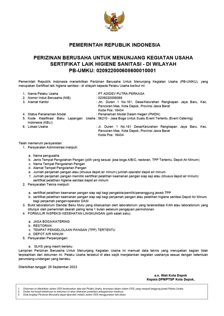 SERTIFIKAT LAIK HIGIENE